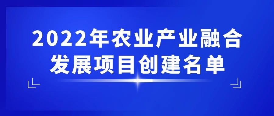 2022年农业产业融合发展项目创建名单